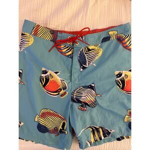 Nautica size XL Aqua Blue Swim Trunks with Sunfish EUC